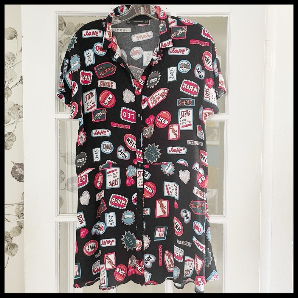 ❤️ {Zara} Valentine Boys Names Shirt Dress - Picture 2 of 6